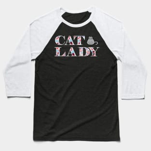 Cat Lady Hearts White Baseball T-Shirt